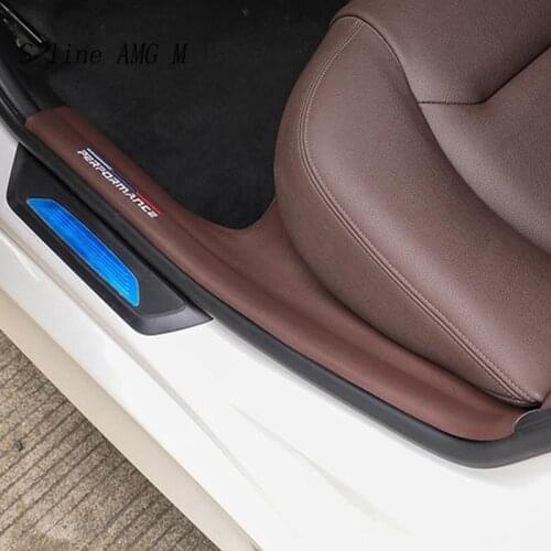 Car Styling Interior door sills scuff plates guard threshold plate leather welcome pedal sticker For BMW 3 Series gt F30 F34 F35