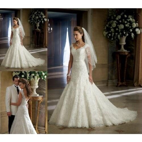 Free shipping 2016 lace and see through wedding dress kate New White/Ivory Bride Wedding Dress Custom Size