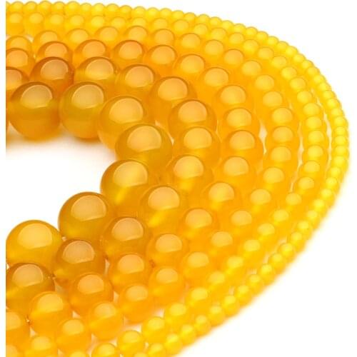 Free delivery Natural Yellow Agates Spacer Stone Beads For Jewelry Making DIY Necklace Bracelet Ring 4mm-12mm Round Loose Beads