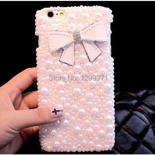 Luxury Fashion DIY Cute Bowknot Bling Full White Pearl Diamond Case Cover For Samsung Galaxy Z Flip Z Fold 2 W21 5G