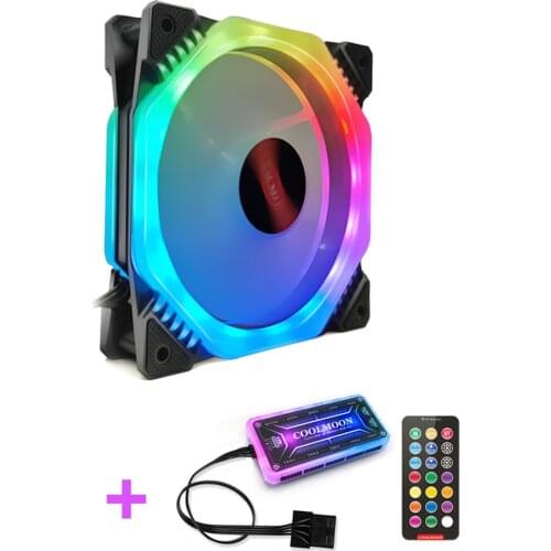 Coolmoon 120mm 6Pin PC Cooling Fan Multilayer Backlight Adjustable RGB Light Silent Computer Cooler Cooling Fan For CPU