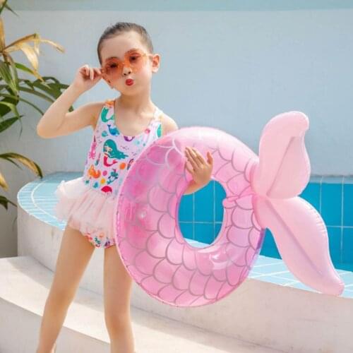 Kids Inflatable Swimming Ring Mermaid Baby Float Inflatable Baby Seat Swim Ring Children Waist Pool Play Water Game Toy Summer