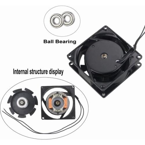 Gdstime 1 Piece 80mm x 25mm Ball Bearing 220V 240V 80x80x25mm Industrial Exhaust Metal PC AC Cooling Fan 220 Volt 8025 8cm