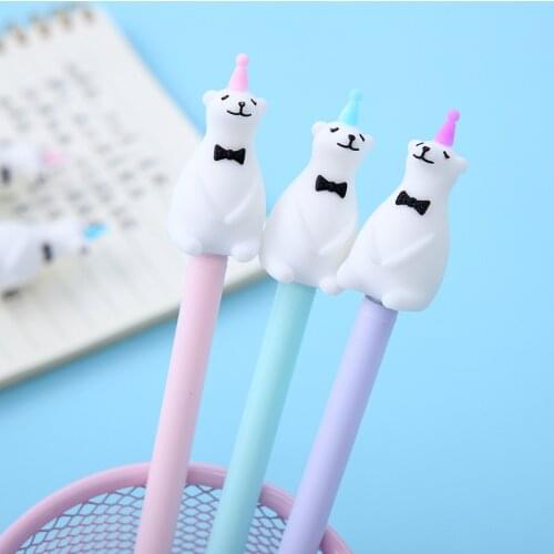 36 pcs/lot Cartoon Polar Bear Gel Pen Cute 0.5 mm black Ink Signature Pens Promotional Gift Stationery School Supplies