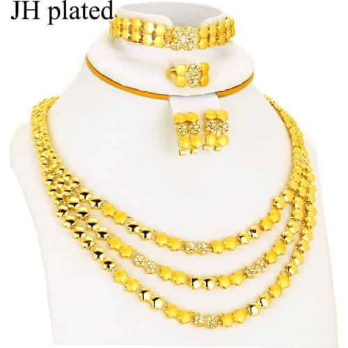 Dubai Jewelry sets Gold Color Necklace & Earrings bridal collares Jewellery Egypt/Turkey/Iraq/African/Israe gifts for women set