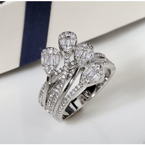 S925 Sterling Silver Ring for Women Christmas Party Diamond Trendy 925 Silver Women Diamond Wedding Fine Jewelry for Luxury