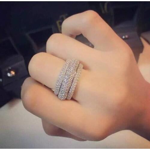 Luxury jewelry 925 Sterling Silver Pave AAAAA Cubic Zirconia Eternity Circle Women Wedding Band Ring for Lovers' Giuft