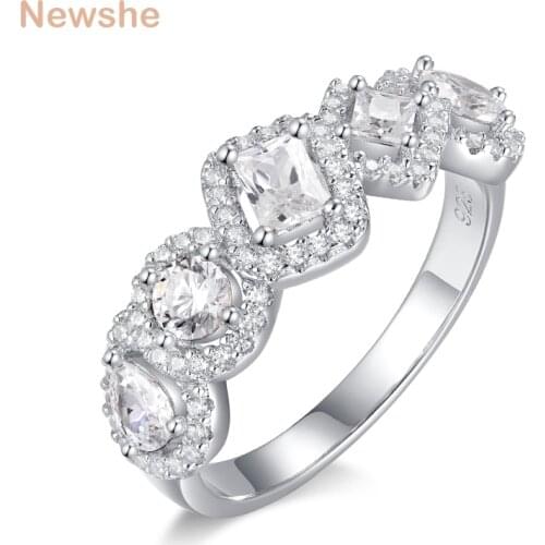 Newshe Sold 925 Sterling Silver Irregular White AAA Cubic Zirconia Wedding Engagement Ring For Women Unique Jewelry Gift BR1089