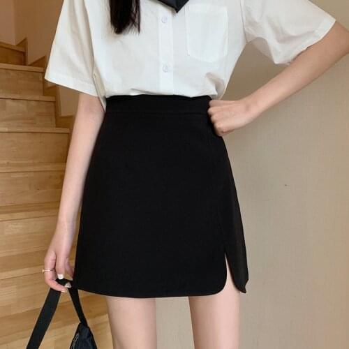 Summer skirt womens 2021 new Korean version of the high-waisted thin a-line skirt wild split irregular short skirt