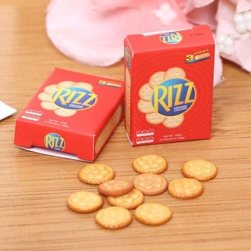 2pcs Mini 1/6 Scale Miniature Dollhouse Cookies with Boxes Pretend Play Food