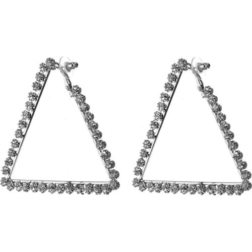 Fashion Shiny Rhinestone Triangle Dangle Earrings Charm Geometric Drop Earring For Women Party Jewelry Gift