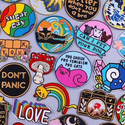 Cartoon Animal Embroideried Patches For Clothing DIY Iron On Patches On Clothes Letter Sticker Cat Patches For Clothing Applique