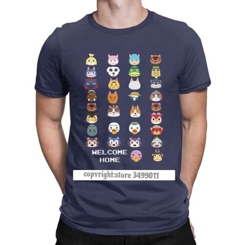 Welcome Home Tee Shirt Men Animal Crossing Video Games Cotton Tees Round Collar Tshirts Tops