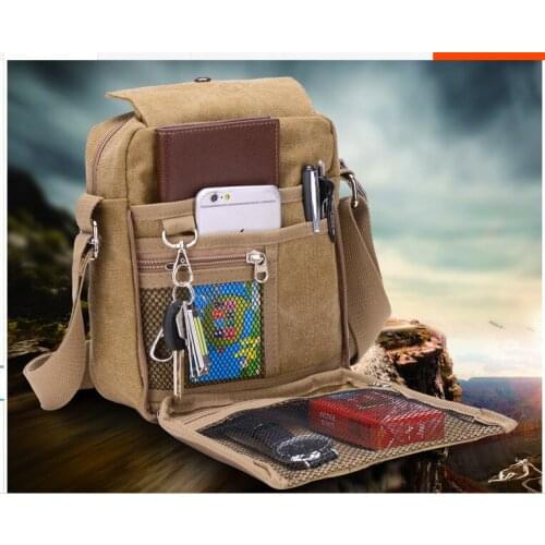 Mens and womens casual small messenger bag Korean canvas bag shoulder bag mens outdoor multifunctional travel bag tide