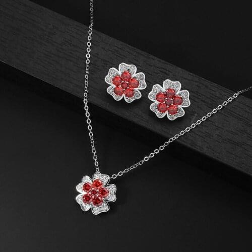 HIBRIDE New Flower Design Bridal Jewelery Set Four Colors Cubic Zirconia Fashion Nigerian Jewelry Accessory Sets for Women N-858
