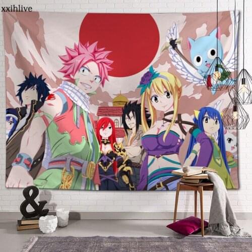 Wall Tapestry Japanese Anime Fairy Tail Background Decorative Wall Hanging For Living Room Bedroom Dorm Room Home Decor