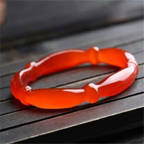 Natural Carnelian Hand Carved Bamboo Bracelet Fashion Boutique Jewelry Female Red Agate Beauty Bracelet