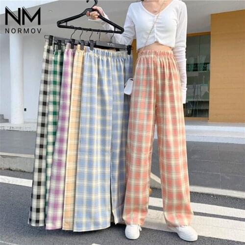 NORMOV Women's Plaid Trousers