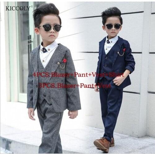 Newest Children Suit Baby Boys Suits Kids Blazer Boys Formal Suit For Weddings Boys Clothes Set Jackets+Vest+Pants 3pcs 3-12Y