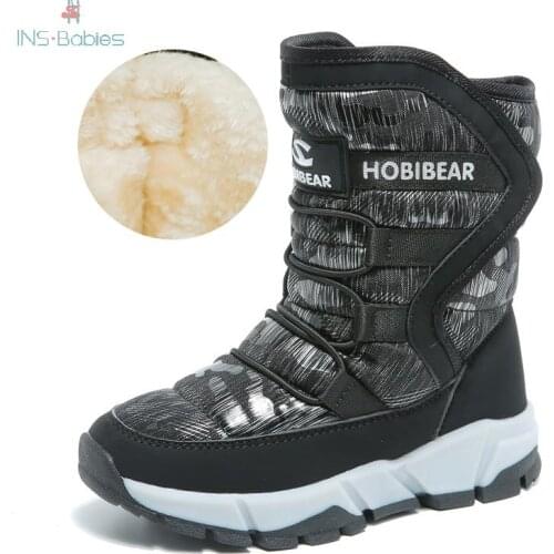 2021 New Russia Winter Childrens Snow Boots Boys Girls Fashion Waterproof Warm Shoes -30 Degree Kids Thick Mid Non-slip Boots