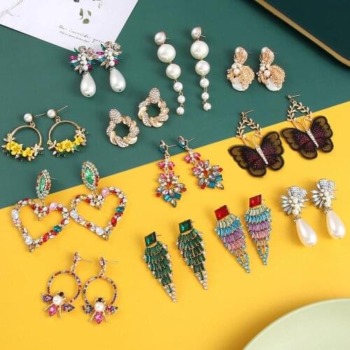 New Style Resins/Crystal/Acrylic/Pearl Drop Earrings For Women Long Big Statement Earrings Jewelry Ear Accessories Wholesale