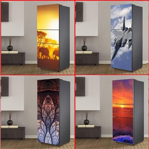 Wholesale Adhesive 3D Self Adhesive Refrigerator Freeze Sticker Kids Art Fridge Door Cover Wallpaper