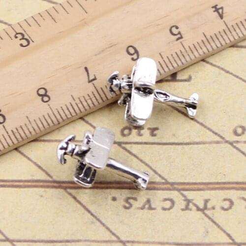 20pcs Charms Airplane Plane Biplane 19x9x13mm Tibetan Silver Pendants Crafts Making Findings Handmade Antique DIY Jewelry