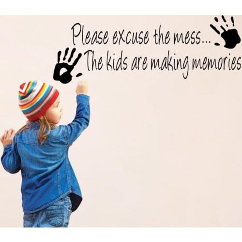 Please excuse the Mess Kids Playroom quotes Vinyl sticker Inspiration Decor Art Home Wall Sticker for Kids Chilren Room A-189
