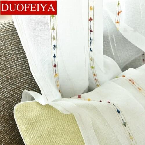 New Natural Embroidered Sheer Curtains for Living Room kids Room Bedroom Elegant Yarn Curtains Embroidery White tulle Curtains