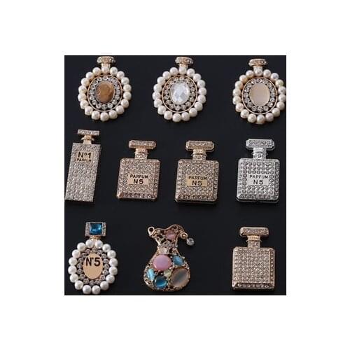 10Pcs/lot Pearl perfume bottle Rhinestone Buttons/Buckle Embellishment button DIY Hair accessories