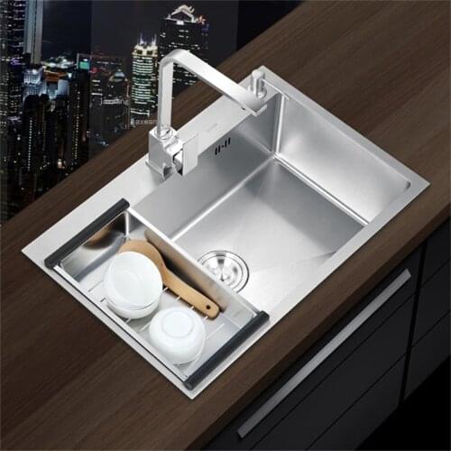 Stainless Steel Restaurant Above Counter Kitchen Sinks Apartment Hotel Washing Vegetable Basin Household Improvement Single Bowl