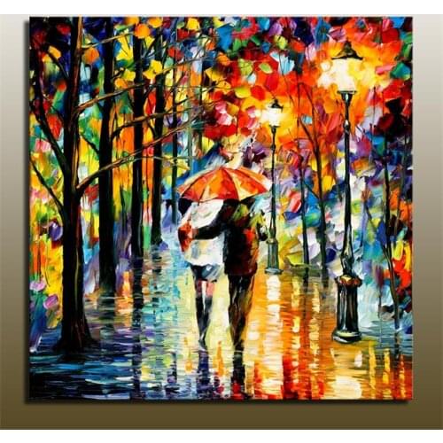 Handpainted Landscape Palette Knife Oil Painting on Canvas Beautiful Night Scene Wall Art Picture for Living Room Decor Unframed