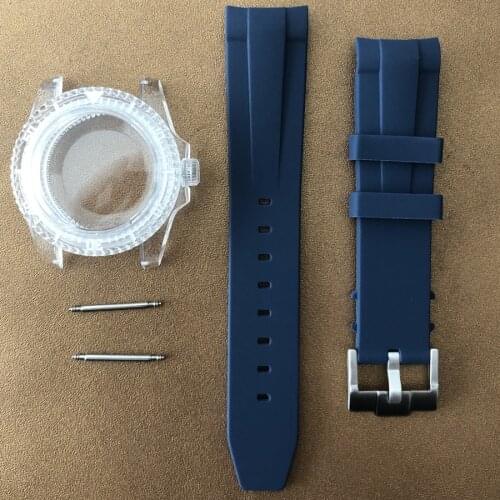 Watch case 40mm acrylic material silicone strap with NH35/NH36 automatic movement blue green red