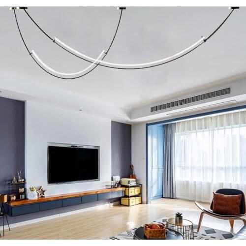 Nordic Minimalist C-Shaped Line Lamp Restaurant Bar Modern Creative Design Lighting Clothing Store Designer Chandelier