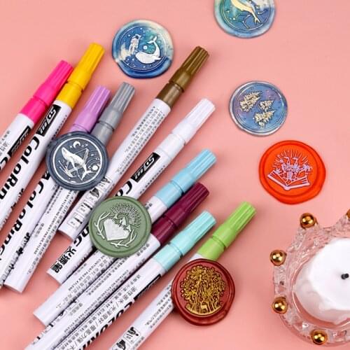 Bold Sealing Wax Coloring Pen for Wax Seal Stamp Mark Pen Decoration Wax Seal Metal Gold Color Tracing Line Pen