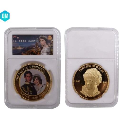 United Kingdom Souvenir Coin Decorative Princess Diana Wedding 24k Gold Plated Metal Coins Luxury Gift Birthday Gifts with Box
