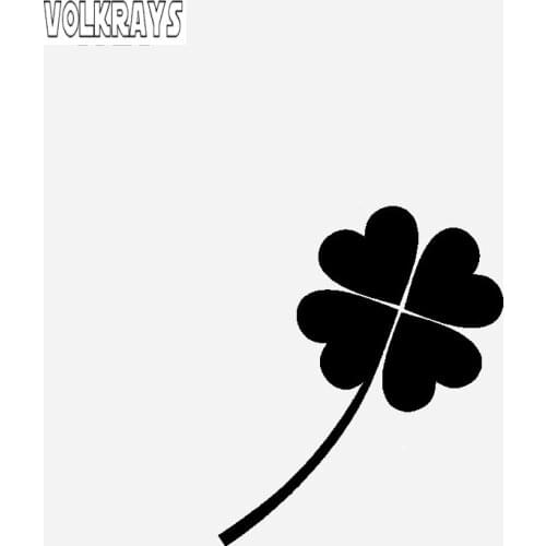Volkrays Personality Car Sticker Decorate Lucky Four Leaf Clover Accessories Reflective Vinyl Decal Black/Silver,13cm*11cm
