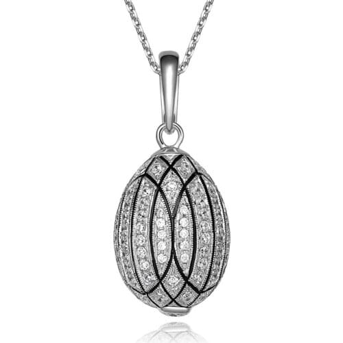 Fully Zircons Vintage Egg Pendant Crystal Rhinestone Necklace Noble Unique Easter Bonus Egg To Women