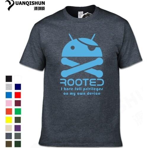 YUANQISHUN Boutique T-shirt 2018 Summer Android Rooted Funny T Shirt Pirate Skull Robot T Shirt Street Casual Custom Tshirt Tee