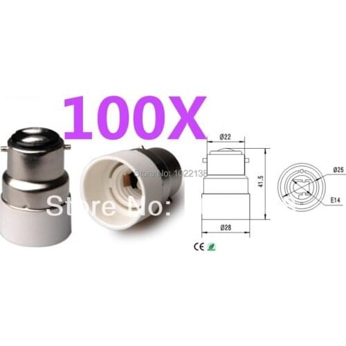 100pcs/lot B22 to E14 LED socket adapter Light Bulb base B22-E14 Lamp Holder converter extender free shipping with track No