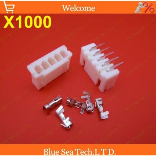 1000 sets 5 Pin XH 90 angle bend Pin Connector 2.54mm XH-5P Kits for PCB/Automotive/electronic circuit ect.Free Shipping