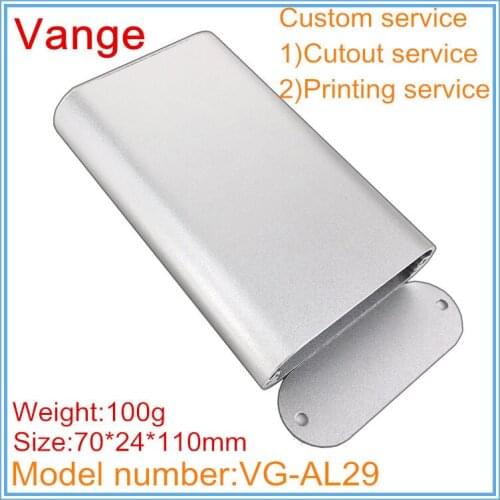 2pcs/lot portable mould shell project box 70*24*110mm 6063-T5 Aluminum junction box case silvery for instrumentation product