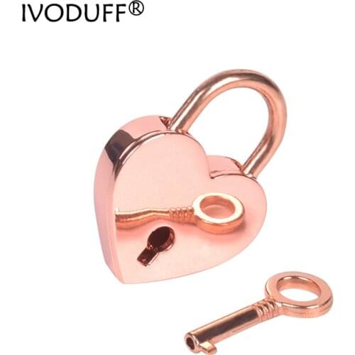 2pcs per bag Rose Gold Cute Love Heart Padlock 30x39mm Medium Size Metal Lock In Heart Shape For Dercoration