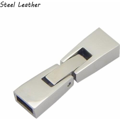 20pcs/lot custom logo Stainless Steel Clasps Connectors fit Leather Cord DIY Jewelry Findings Accessories Buckles wholesale diy