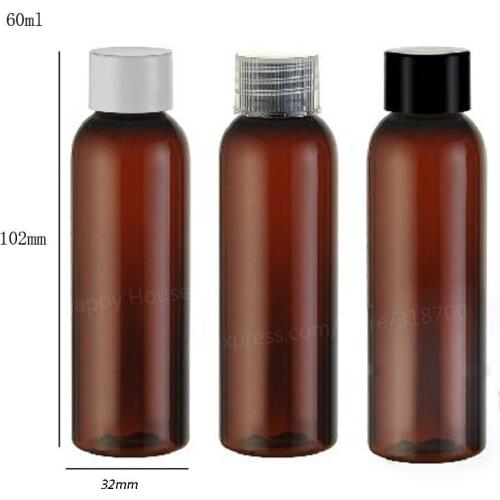 30 x 60ml Hot Sale Amber Brown PET Lotion Bottle 60cc Shampoo and Cosmetic Plastic Container