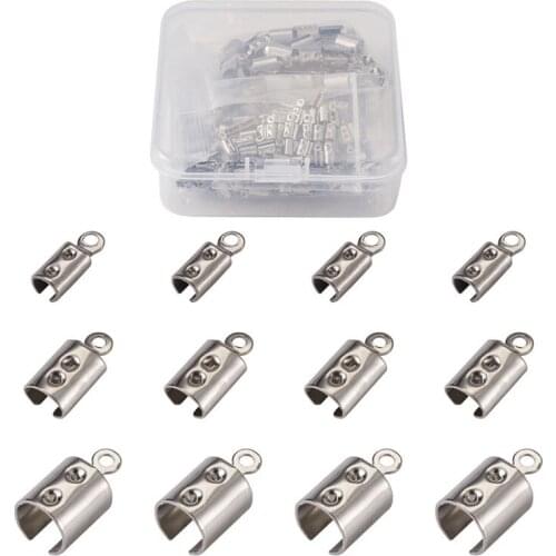 400pcs/set 304 Stainless Steel Folding Crimp Ends Connector Ribbon Leather Cord Tip for Jewlery Making DIY Bracelet Necklace