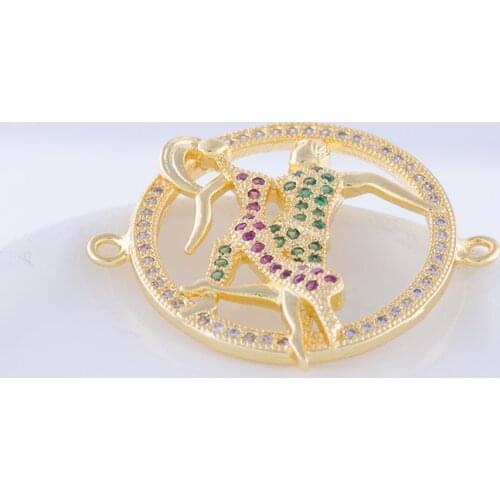 5pcs Fashion Jewelry Colorful Zircon Dancer Charms For Jewelry Making Wholesale Copper Micro Pave Connectors Diy Berloque