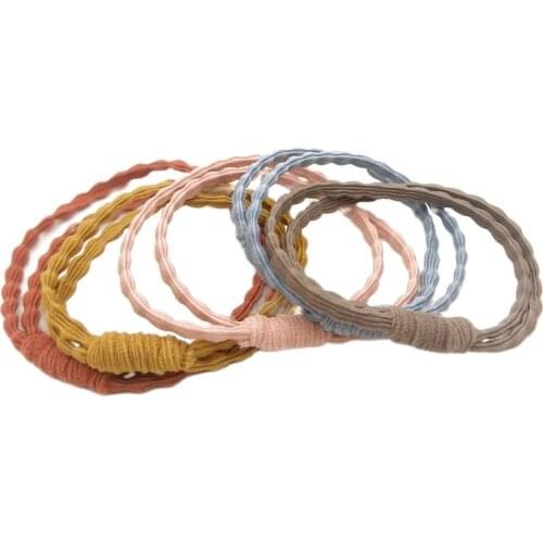 Lot 5Pcs Double Layer Basic Elastic Tie Gum Scrunchie Ponytail Holder Rubber Bands Women Girls Hair Accessories