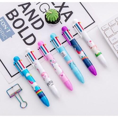 50PCS Creative Cartoon Unicorn Flamingo 6 Color Ballpoint Pen Special Pen Stationery Ballpoint Pen Office Supplies