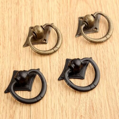 2pcs Antique Antique handle knob Vintage Furniture Cabinet Knobs and Handles Kitchen Drawer Cupboard Ring Pull Handles w/ Screw